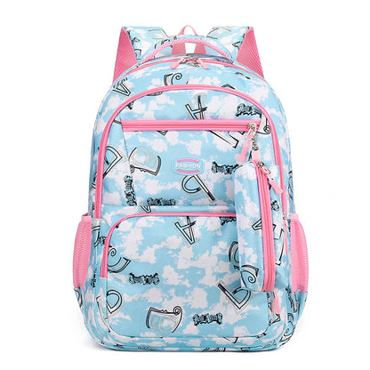 New Letter Print Backpack With Pencil Case