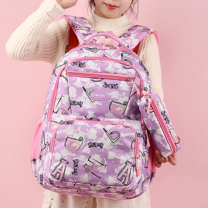 New Letter Print Backpack With Pencil Case