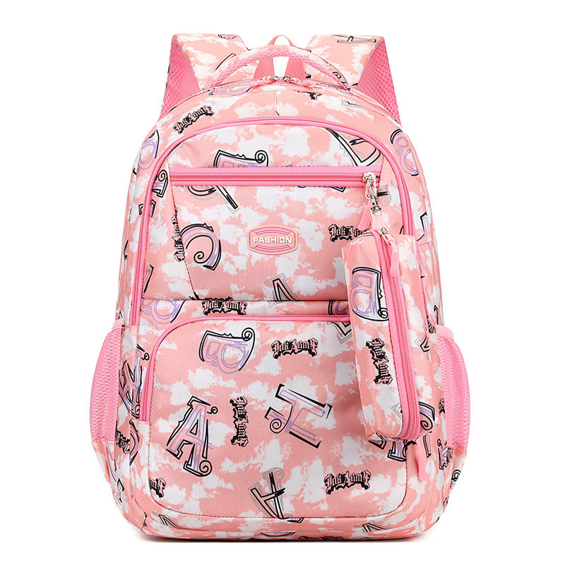 New Letter Print Backpack With Pencil Case